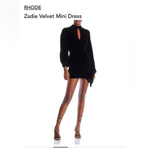 RHODE zadie velvet mini dress- black